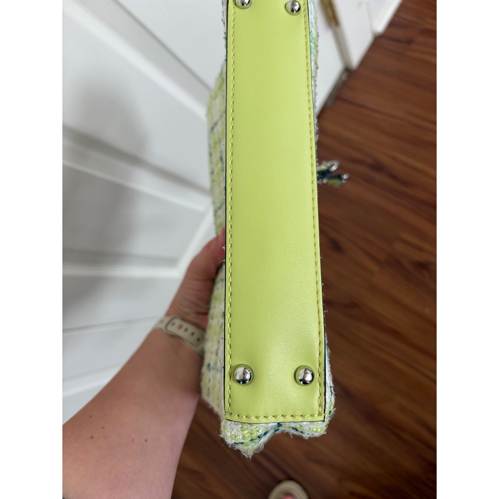 Guess Cessily Tweed Chain 2-Way Shoulder Bag In Lime Multi View 5